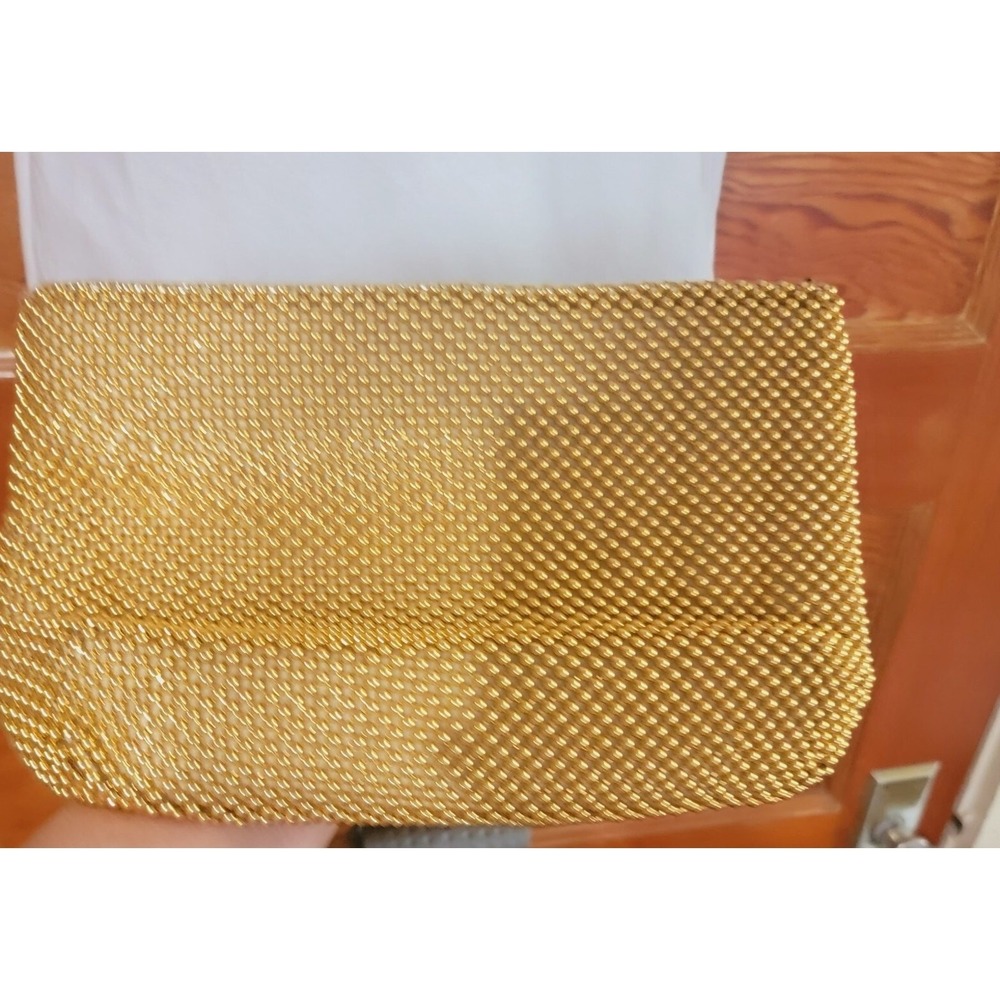 Vintage Bags by Marlo Gold Beaded Clutch Purse Handbag, 7 x 10, 3 Pockets